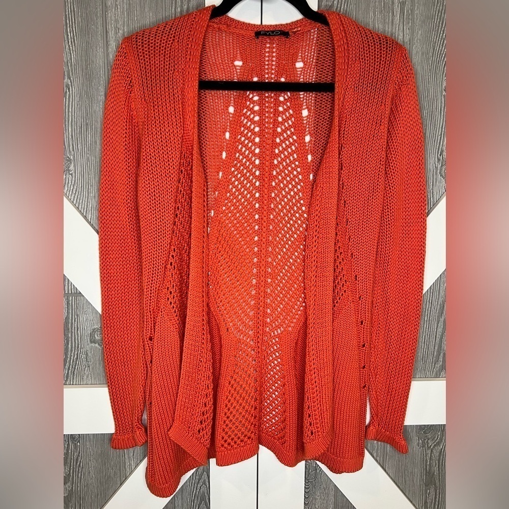 099. FYLO Open Knit waterfall Cardigan size small